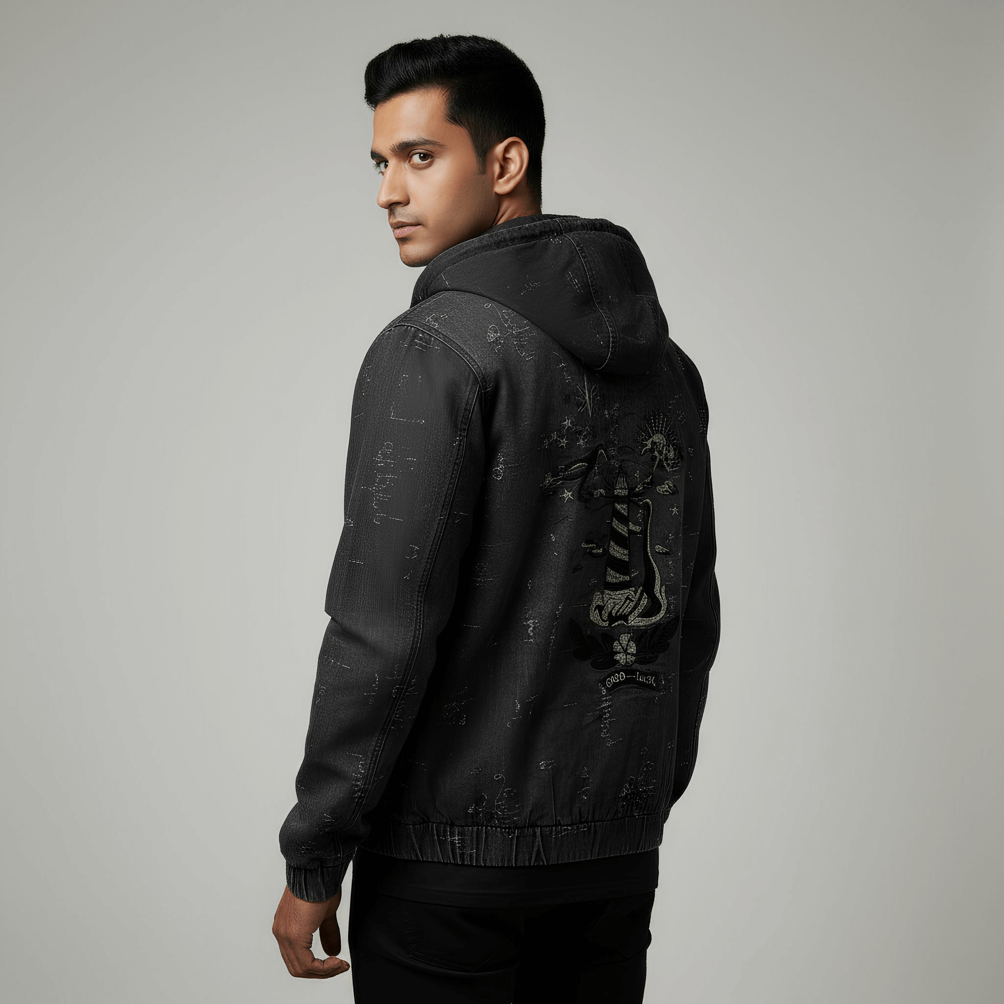 Beacon of Desire Hooded sideJacket back full view hooded design